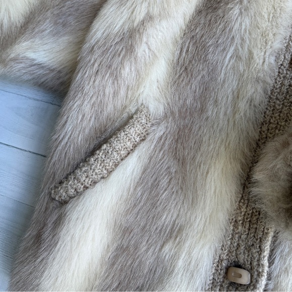 Vintage Faux Fur & Knit Oversized Jacket Size M/L - Picture 4 of 12